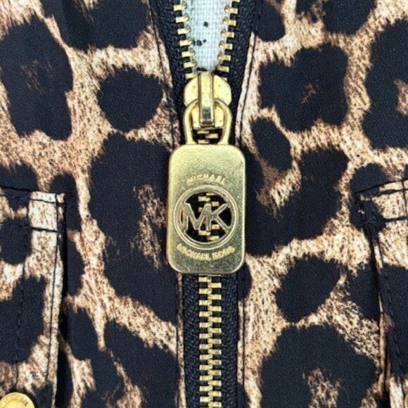 Michael Kors Leopard Print Pebble Crepe 3/4 and full Sleeve Top - Picture 7 of 10